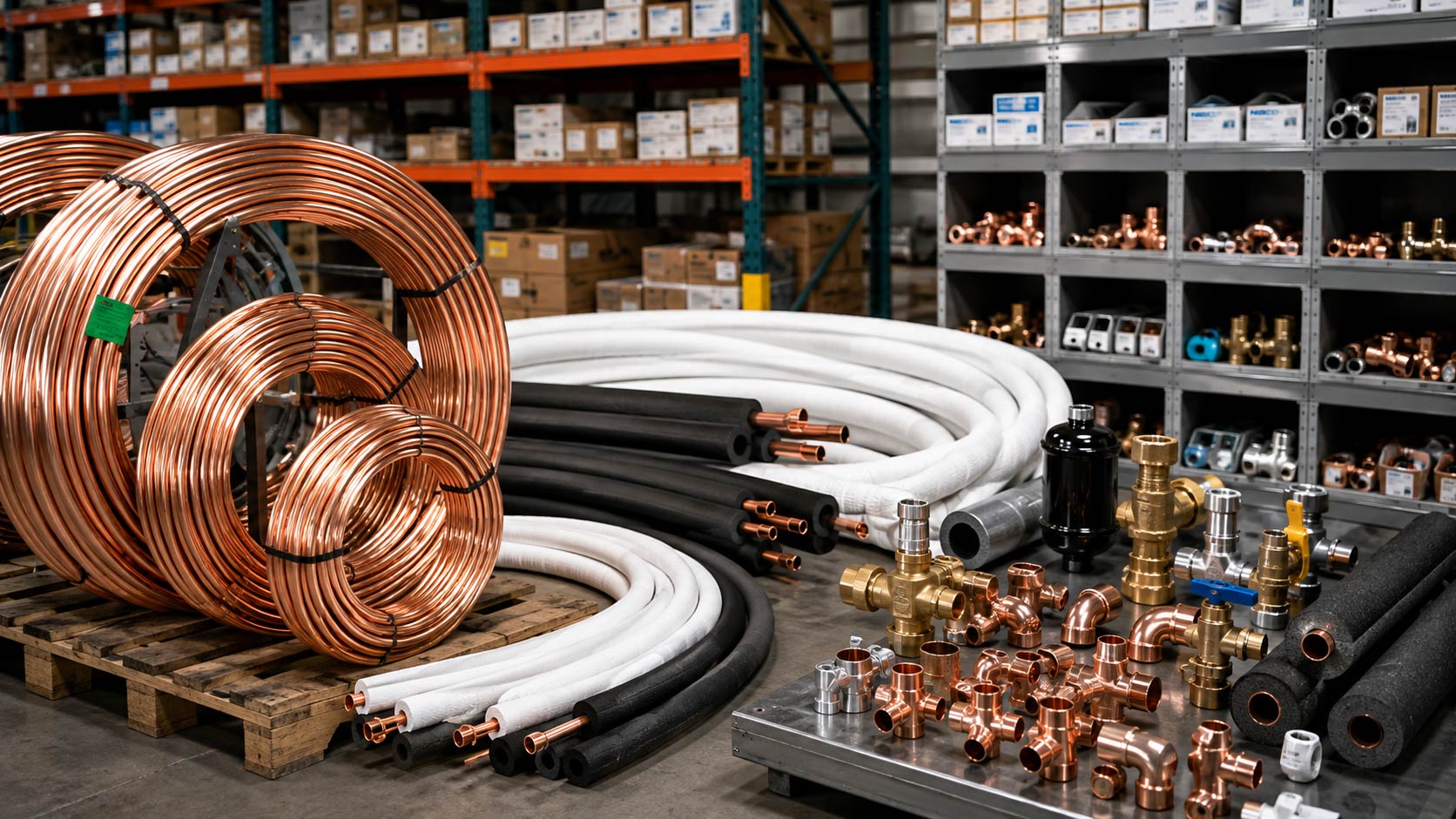 HVAC copper tubing insulated line sets and fittings